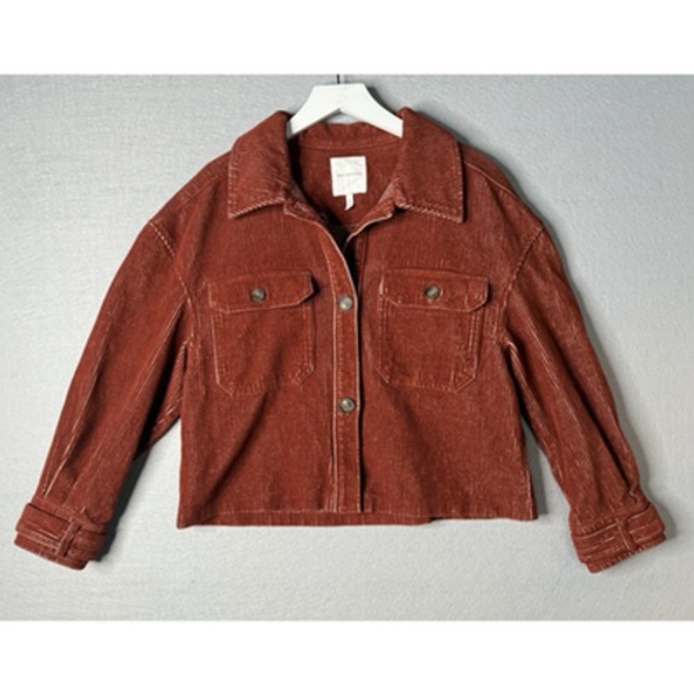 Avec Les Filles Corduroy Jacket Womens M Rust Brown Cropped Boxy Utility Rustic